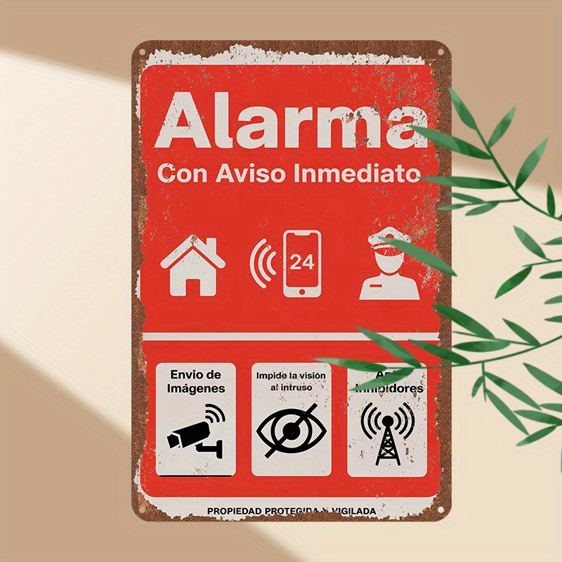 Home Security Logo - Vintage Metal Tin Sign - 24-Hour