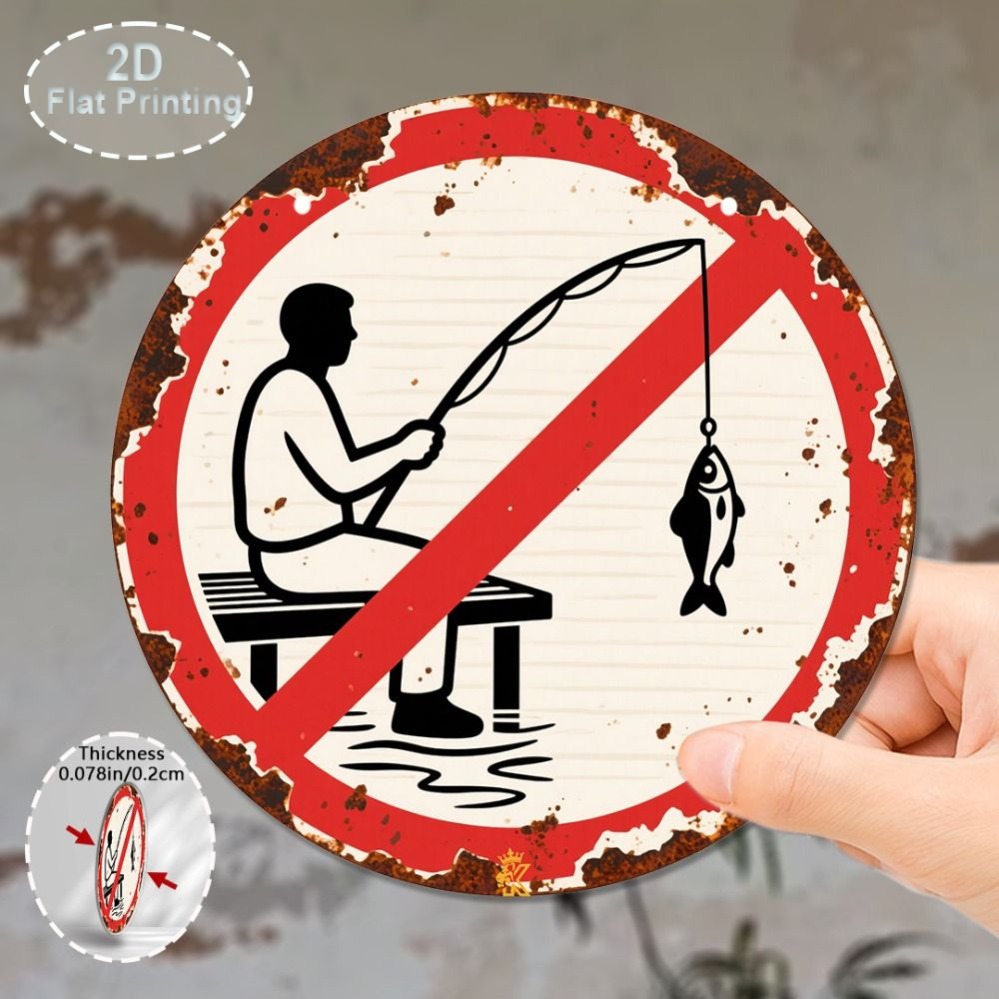 2D Round No Fishing Sign, Rust - огляд і ціна Home Security Logo
