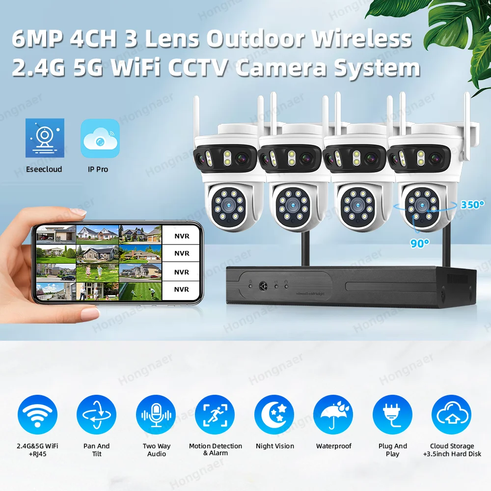 2026 Hongnaer 6MP 4CH 3 Lens 2 - огляд і ціна Home Security Cameras Wireless