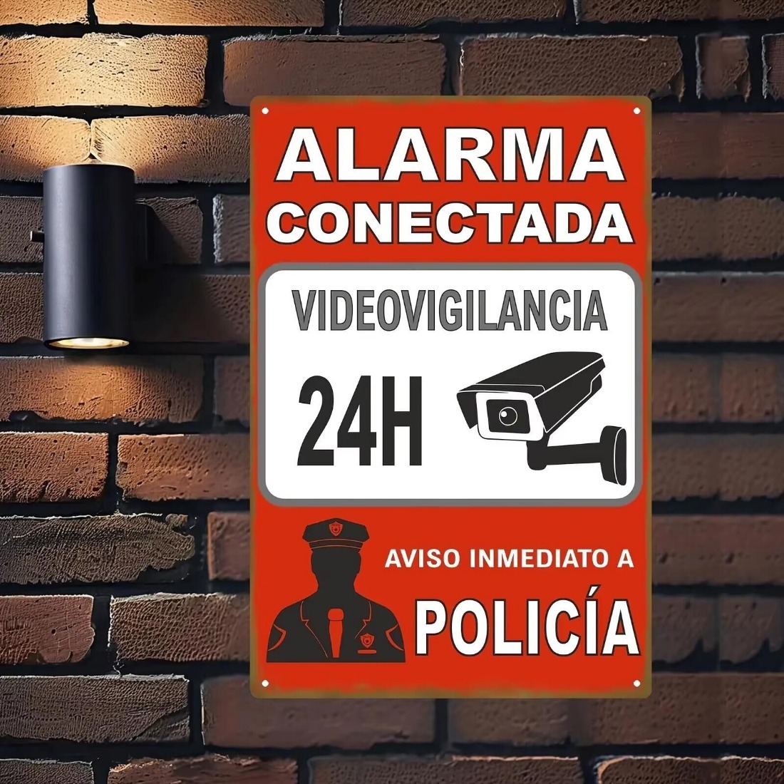Spanish Security Warning Tin S - огляд і ціна Home Security Logo